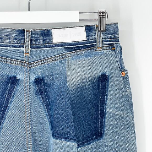 RE/DONE NWT Levi’s Patchwork Straight Crop Jeans Women’s Size 31 Reconstructed - Picture 4 of 5